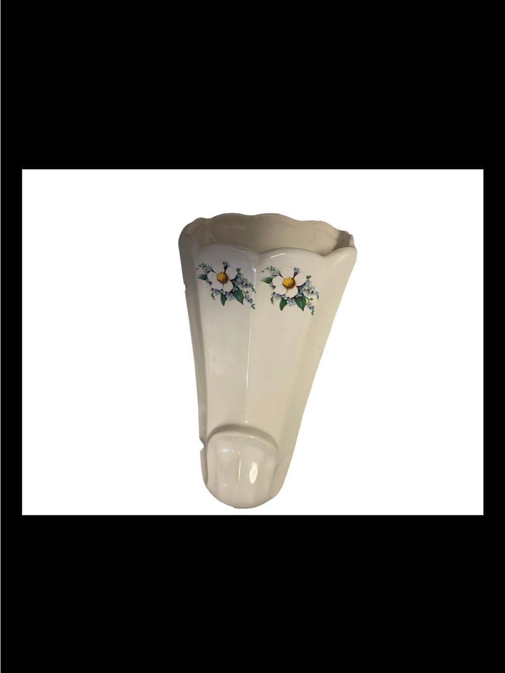 Vintage McCoy Pottery Country Floral Wall Pocket Vase 9.5”T x 5.5”W